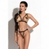 Monroe Zipper Conjunto de Lingerie Preta